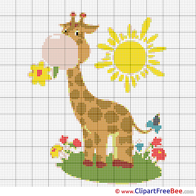 Giraffe Sun free Cross Stitch download