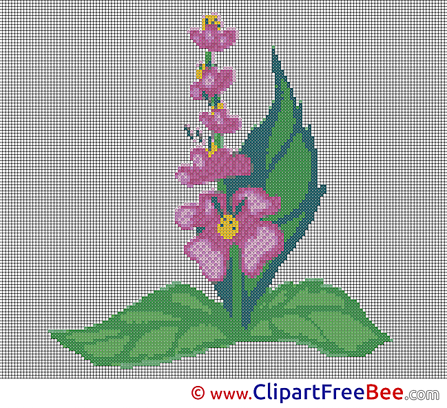 Drawing Flower printable Cross Stitches download