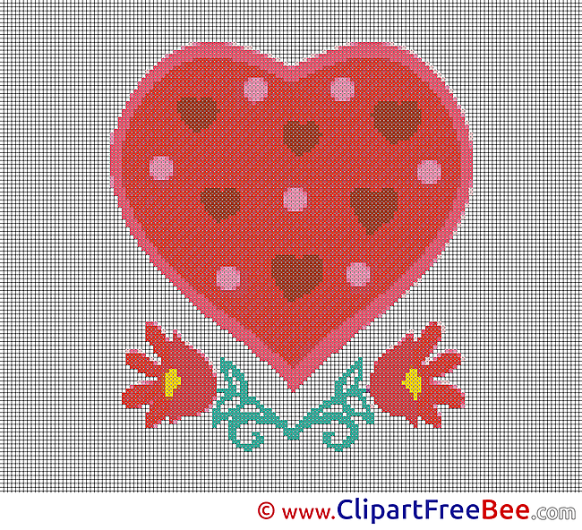 Heart printable Flowers Cross Stitches free