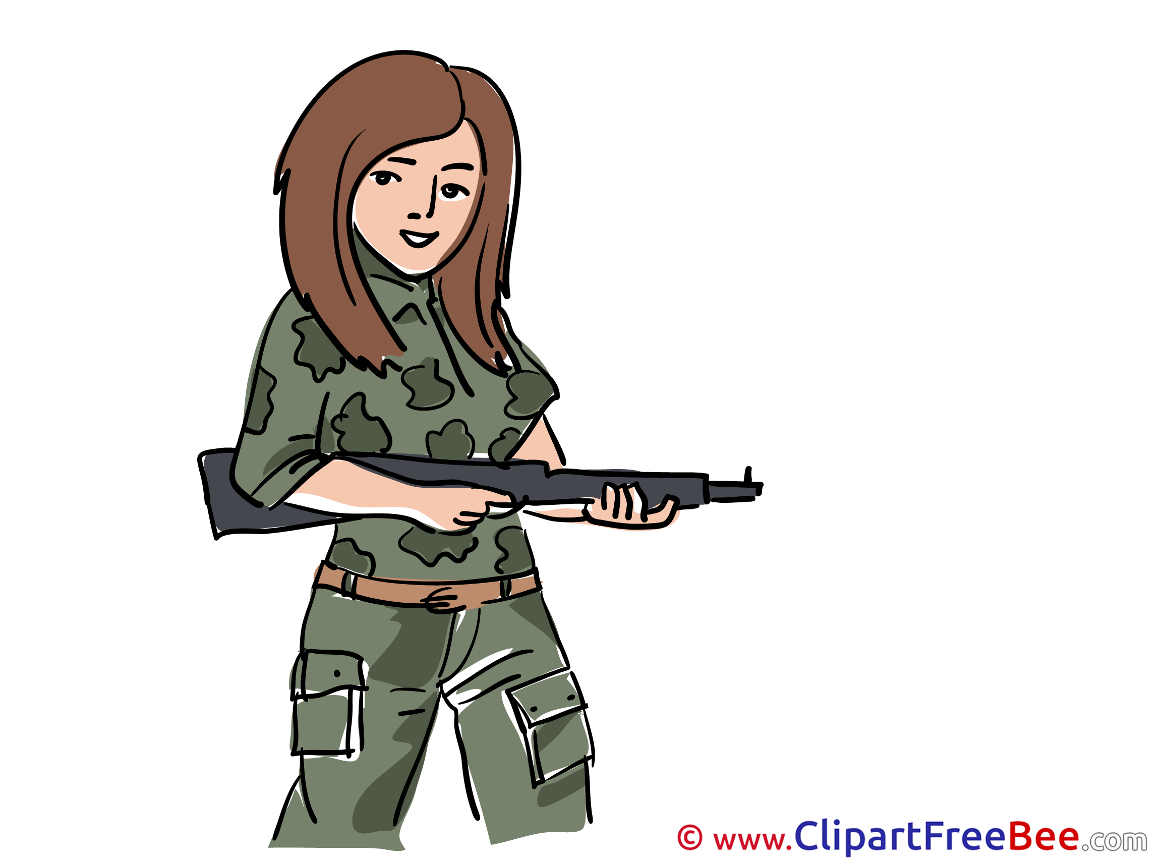 Soldier Woman Riffle Clip Art download for free