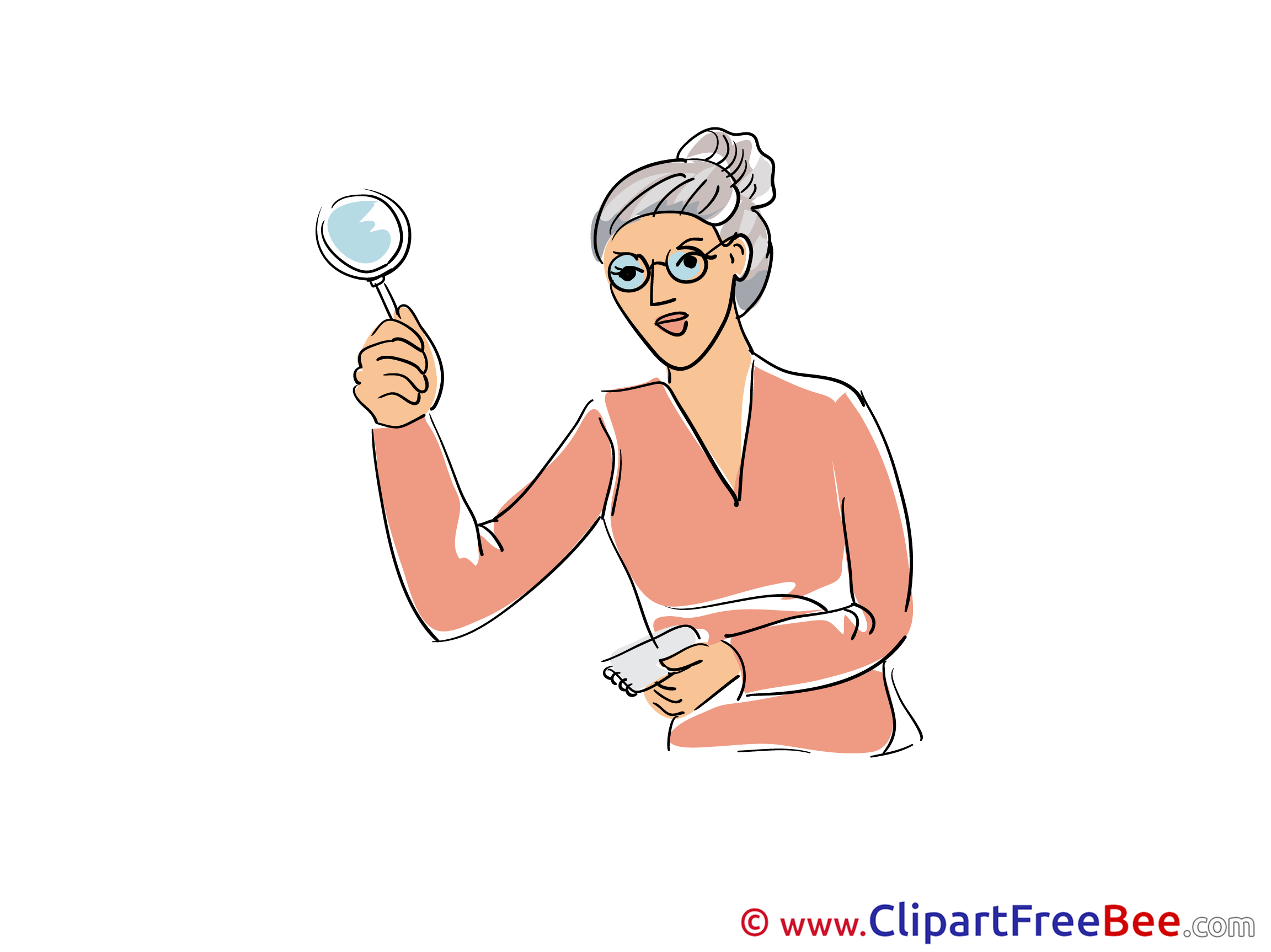 Woman Detective Loupe Clipart free Illustrations