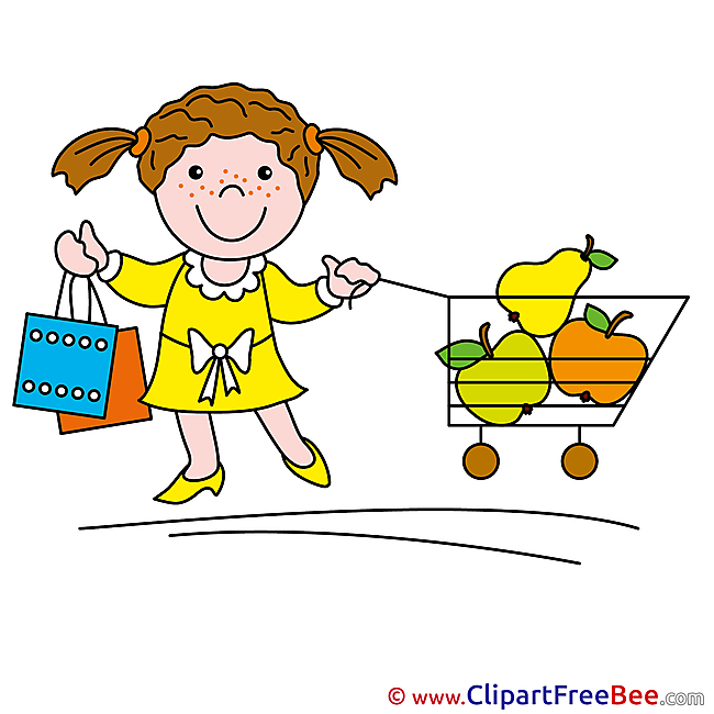 Girl Cart Shopping Clipart free Illustrations