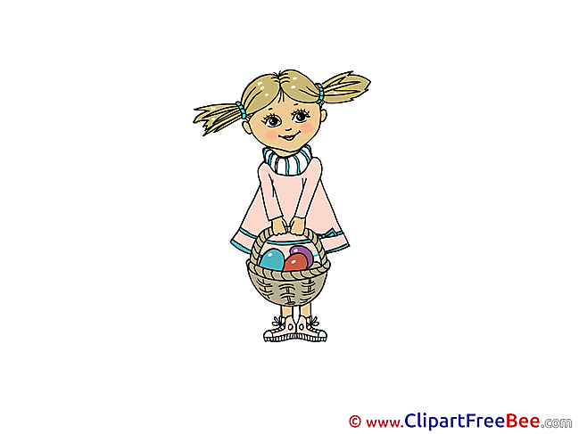 Girl Basket download Easter Illustrations