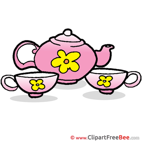 Kettle Cups Tea Office Pics printable Cliparts