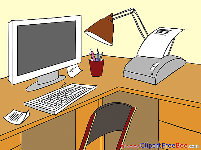 Workplace Monitor Printer Lamp Pics free Illustration