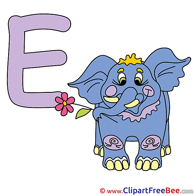 E Elephant Clipart Alphabet Illustrations