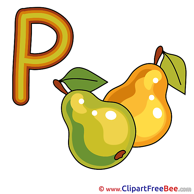 P Pear Alphabet Clip Art for free