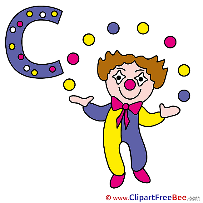 C Clown free Illustration Alphabet