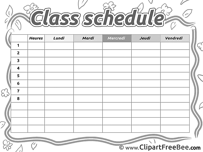 Flowers Class Schedule Cliparts printable for free