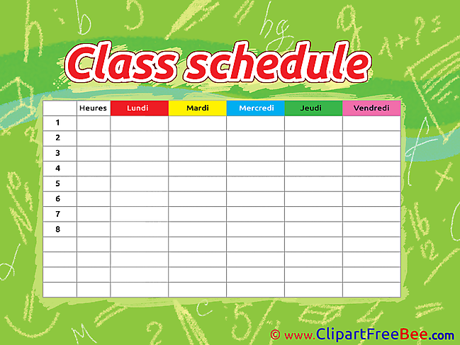 Image Class Schedule printable Illustrations for free