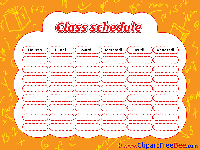 School Class Schedule printable Images for download