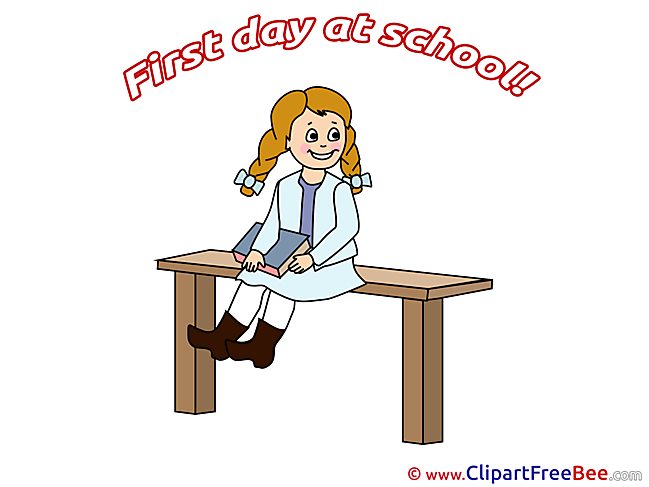 Bench Girl Book First Day at School Illustrations for free