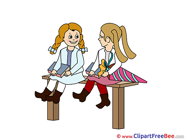 Bench Schoolgirls printable First Day at School Images