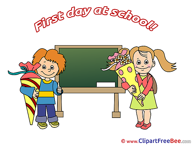 Blackboard Children Pupils  free Cliparts First Day at School