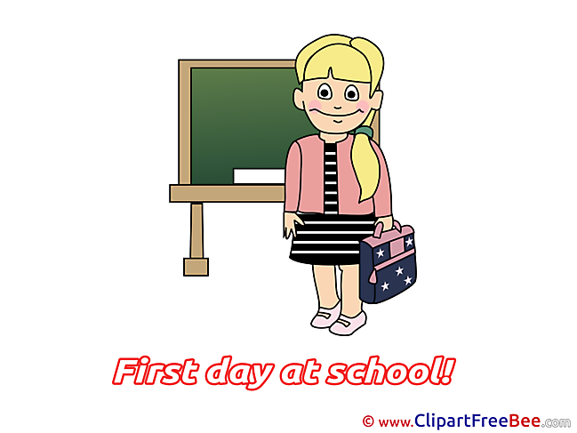 Blackboard Pupil Pics First Day at School Illustration