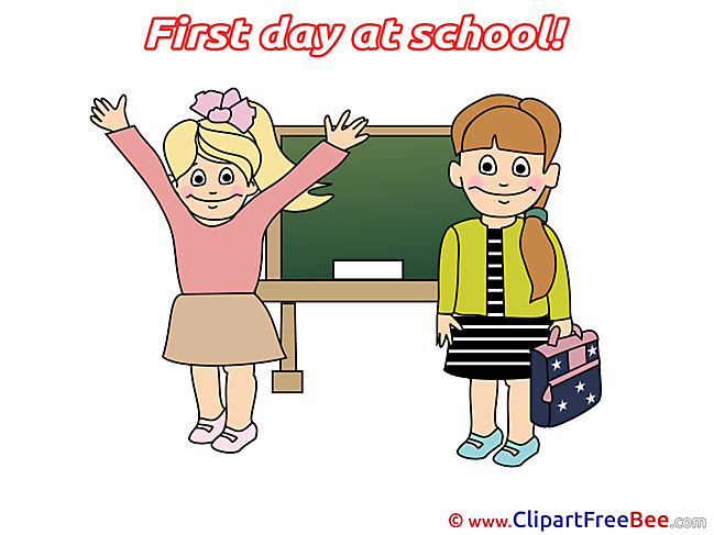 Blackboard Pupils Girls printable First Day at School Images