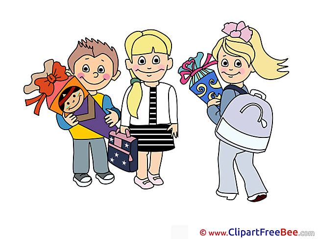 Children Pupils printable Illustrations First Day at School