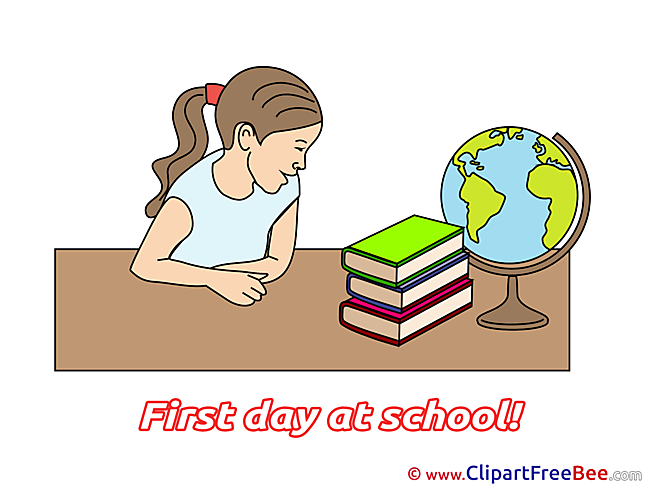 Drawing Globe Books Girl Pics First Day at School free Image