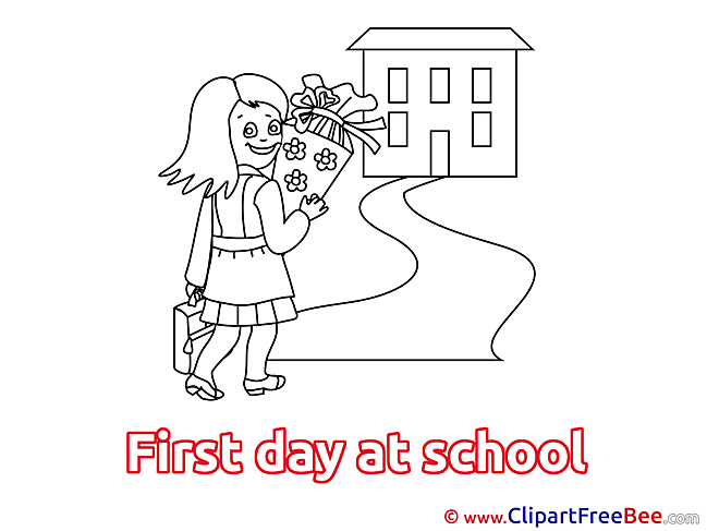 Girl Schoolgirl First Day at School download Illustration