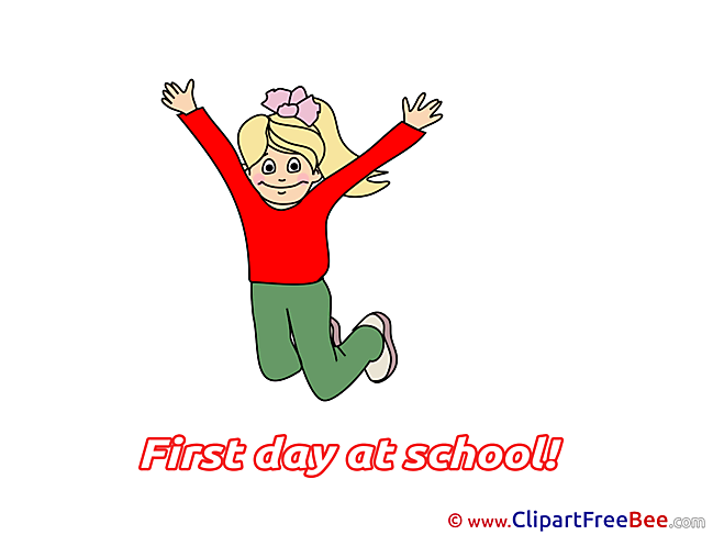 Jumping Girl Clipart First Day at School Illustrations