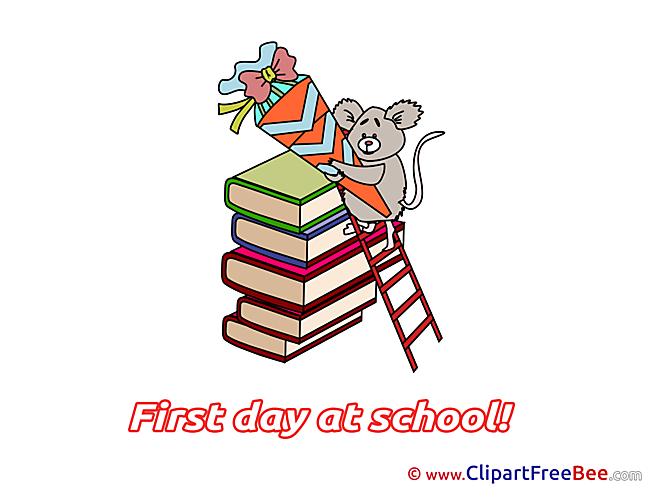 Ladder Books Mouse Clip Art download First Day at School