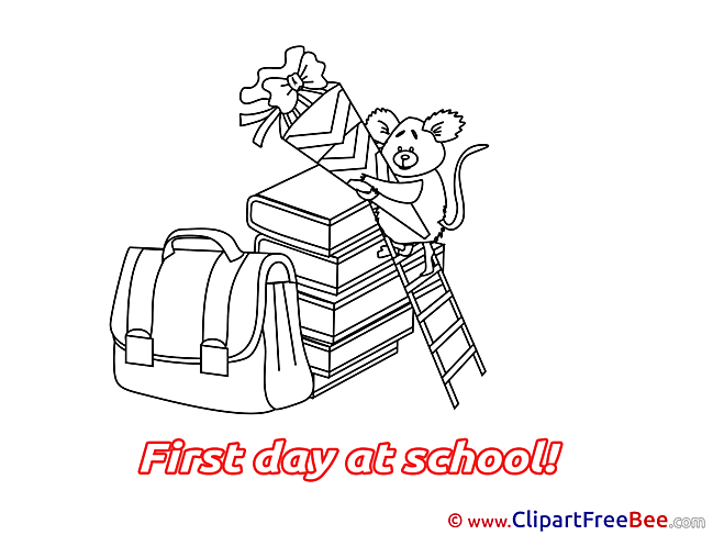 Ladder Mouse Books Cliparts First Day at School for free