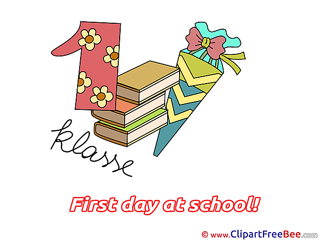 Number 1 Books Cone First Day at School Clip Art for free
