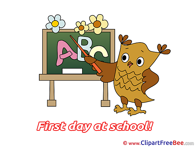 Owl Blackboard Alphabet Cliparts First Day at School for free