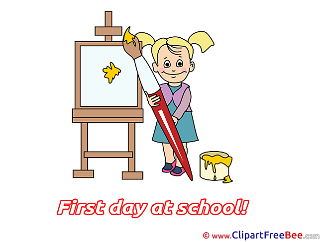 Painter Girl Clipart First Day at School Illustrations