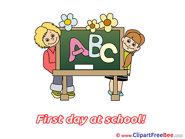 Pupils Blackboard Alphabet Pics First Day at School free Cliparts