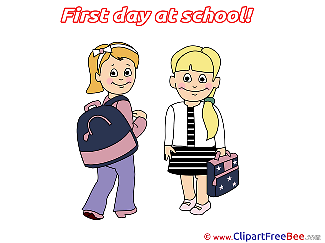 Schoolbag Girl Friends download Clipart First Day at School Cliparts