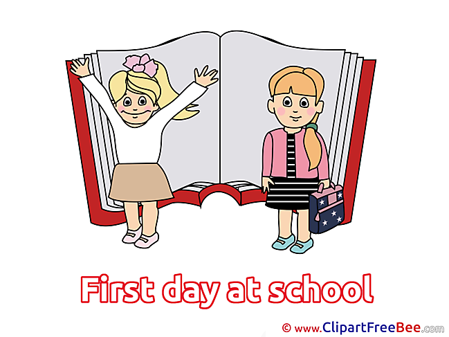 Textbook Children Clipart First Day at School Illustrations