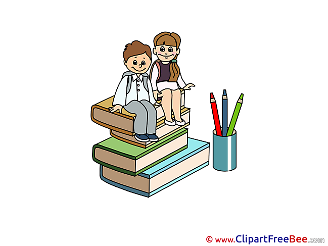 Textbooks Pencils Pupils Clip Art download First Day at School