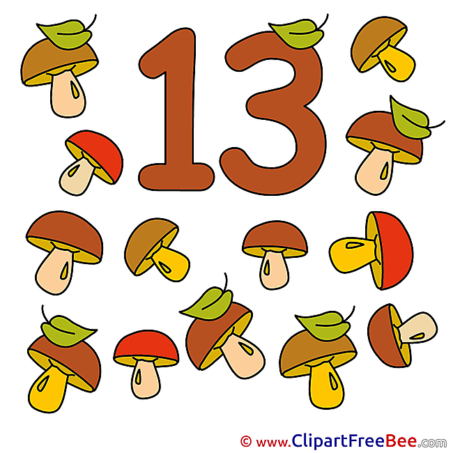 13 Mushrooms Pics Numbers free Cliparts