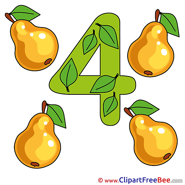 4 Pears free Cliparts Numbers
