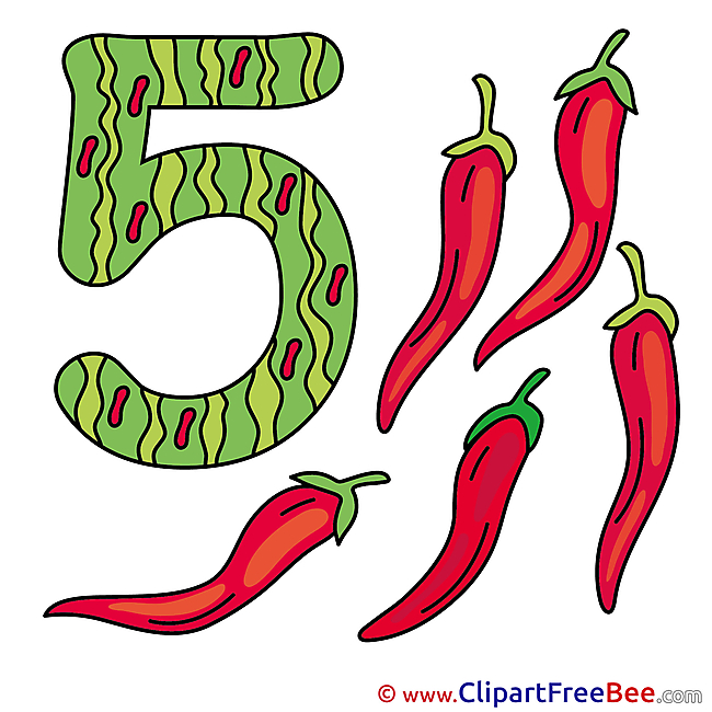 5 Peppers Clipart Numbers Illustrations