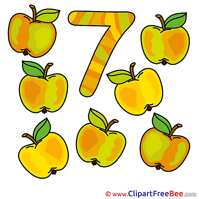 7 Apples Numbers free Images download