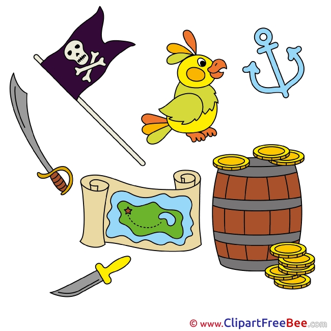 Flag Parrot Gold Knife Clipart Fairy Tale Illustrations