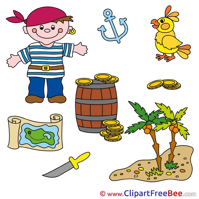 Parrot Map Treasures Pirate Fairy Tale Illustrations for free