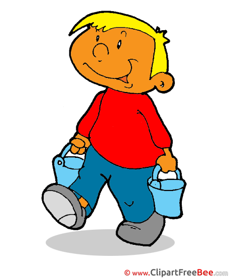 Boy with Buckets Milk Cliparts printable for free