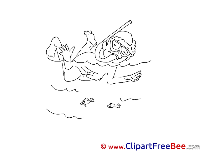 Coloring Diver download Vacation Illustrations