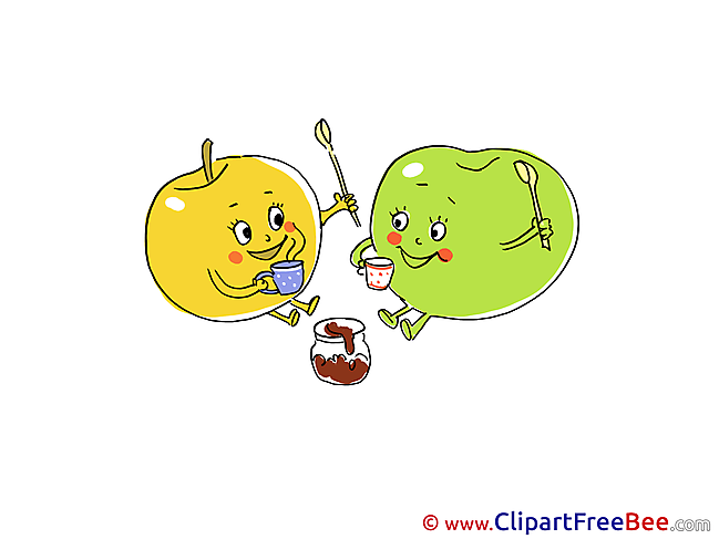 Cups of Tea Apples Clipart free Illustrations