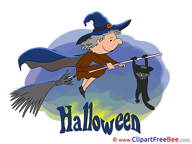 Cat Witch Broom Cliparts Halloween for free