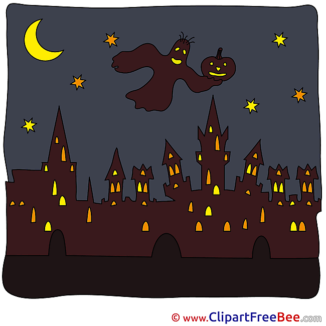City Witch Night Halloween download Illustration