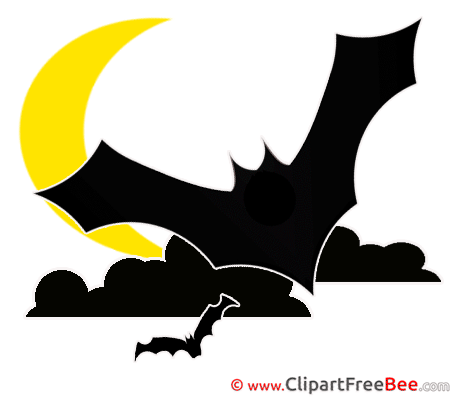 Clouds Night Moon Bats free Cliparts Halloween