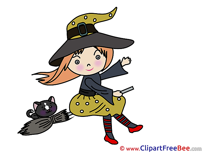 Flying Witch Cat free Cliparts Halloween