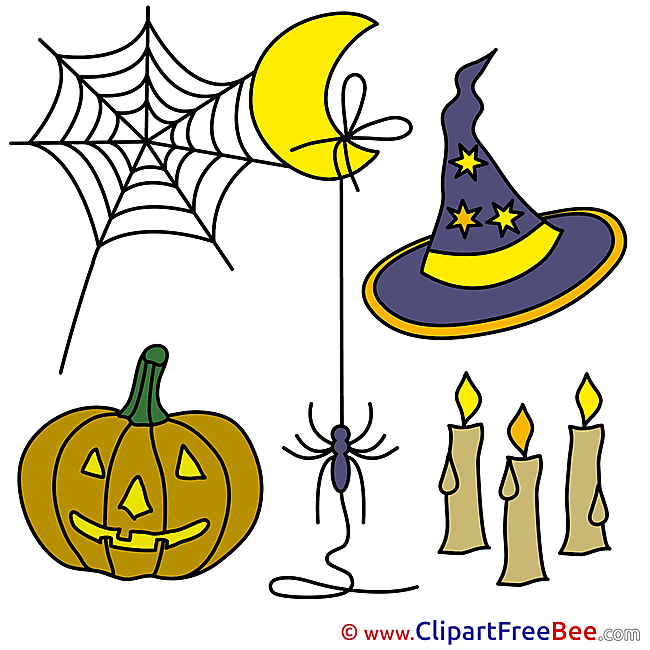 Holiday Hat Pumpkin Candles Halloween Clip Art for free
