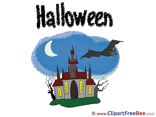 House Castle Night Clipart Halloween Illustrations