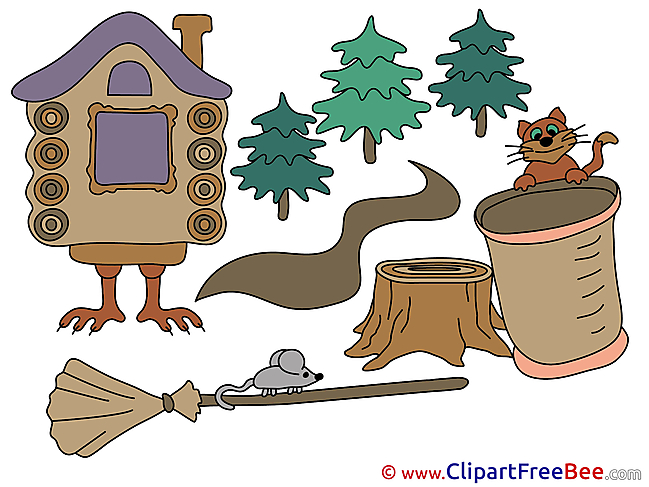 Hut on Chicken Legs Broom Mouse Clip Art download Halloween