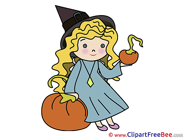 Kid Girl Witch Pumpkins free Illustration Halloween